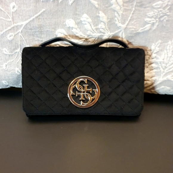 Like-New Guess Handheld / Crossbody Black Suede Bag - Picture 2 of 9